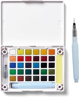 Koi Pocket Field Sketch Kit - Watercolor Sets for Painting On the Go - 30 Colors - 1 Water Brush - 1 Sponge - 1 Mixing Palette