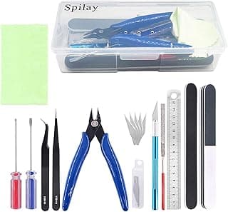 Spilay 16 Pcs Hobby Building Model DIY Tool Kit, Modeler Basic Miniature Handmade Craft Tools Set for Dollhouse Miniature Building image