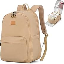 Hanke 18 Inch Expandable Travel Laptop Backpack for Women, Personal Item Backpack Work Backpack Woman Men Casual Daypack Backpacks Carry On Bag Backpacks for Airline Approved(Khaki) image