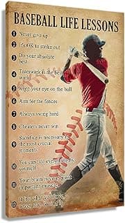 Retro Baseball Posters Educational Motivational Wall Art Canvas Inspirational Quotes Pictures Prints for Wall Decor,Boys Bedroom Painting Gifts Unframed 12x18 inch(30x45cm) image
