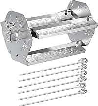 Skyflame Rotisserie Trays with Shish-Kebab Skewer Set, 2 in 1 Stainless Steel BBQ Rotisserie Kit Including Rotating Basket and Skewers, Fits for 3/8" & 5/16" Square, 1/2" & 3/8" Hexagon Spit Rods image