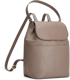 Leather Backpack Purse for Women Travel Fashion Designer Ladies Laptop Backpack, Khaki image