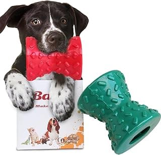 Durable Rubber Dog Toy, Treat Dispensing for Medium and Large Breed Ideal for Teeth Cleaning and Training - RED image