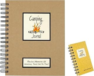 2 Camping Journal Set | Use as Campers Vacation Planner, RV Travel Diary, Road Trip Log Book | 1 Full size (200 Pages) and 1 Mini (120 Pages) Spiral Journals with Prompts image