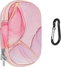Geekria Shield Earbuds Case Compatible with Logitech Zone True Wireless, Walker's Silencer True Wireless Earbuds, Replacement Hard Shell Travel Carrying Bag with Cable Storage (Pink Marble) image
