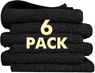 Microfiber Cleaning Cloth Black Upgraded 6-Pack Reusable Soft & Ultra Absorbent, High & Short Pile Lint-Free Micro Fiber Washable Streak-Free Non-Scratch for Housekeeping Multipurpose image
