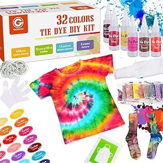 DIY Tie Dye Kit, 32 Colors Pastel Tie Dye Kit for Kids Non Toxic One-Step Tie Dye Set with Rubber Bands Gloves Apron and Table Covers Tie Dye Kit for Large Groups Craft Arts Fabric Party image