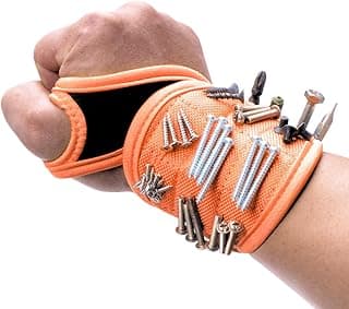 Magnetic Tools Wristband, Adjustable Wrist Magnet Tools Belts for Holding Small Parts Crews Nails Drill Bit DIY, Handyman Gift for Men Women (Orange) image