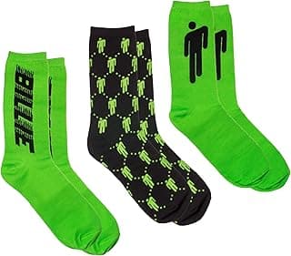 Billie Eilish Official Crew Socks Gift Box Set, Adult One Size (Crew Socks Box Set, 3 PK, Adult One Size, Green)