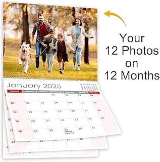 Personalized Photo Wall Calendar - Custom Calendar Print Your Own Calendar, Monthly 13 Pictures Calendar DIY Gift for School, Office, Home Use (Style A- 13 Photos) image