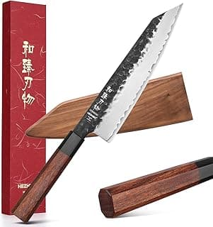 8.5” Chef Knife, 3 Layers High Carbon Clad Steel Kiritsuke Knife, Composite Forging Steel, Professional Japanese Kitchen Knife, Redwood Octagonal Handle With Wooden Knife Sheath image