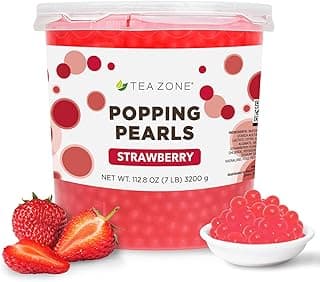 Tea Zone B2053 Strawberry Popping Pearls for Boba tea Beverages, Sweets, Ice Cream Topping (7 lbs) image