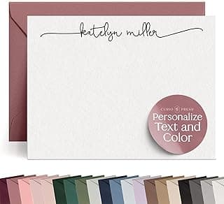 Personalized Stationery for Women Note Cards with Envelopes, Custom Note Cards, Personalized Thank You Cards with Envelopes, Personalized Handmade Notecards & Greeting Cards - Swash Flat image