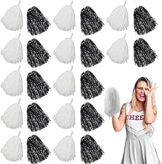 Lovecheer 24PCS Pom Poms Cheerleading Plastic Cheerleader Pom Poms with Handle Cheering for Sports Spirited Dance Party Performance image