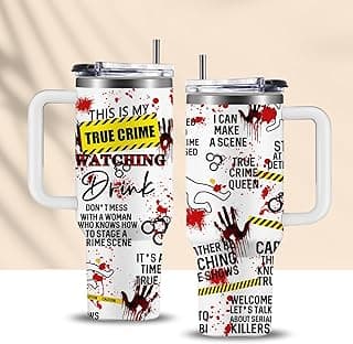 True Crime Gifts for Women Men - 40oz Funny Crime Scene Tumbler, Stainless Steel Travel Mug for Horror Podcast Fans, Crime Junkie Merch, Christmas Birthday Detective Lover Gift