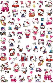 Kitty Nail Stickers - Hello Over 50 Cute Stickers Designs Featuring Pink Polka dot Bows, Gangstar Attitude, Horse Riding, Surfing, and More! a Touch of Kawaii