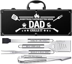 Dad Gifts for Fathers Day, Grilling Accessories, Heavy Duty Stainless Steel Grill Set BBQ Grill Tools for Outdoor Grill with Aluminum Case, Camping Grill Utensils Ideal Grilling Gift for Men(Black)