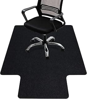 HomeMall Hardwood and Tile Floor Office Chair Mat, 48"x36" Computer Gaming Rolling Chair Mat, Non-Slip Low-Pile Floor Protector, Under Desk Rug for Rolling Chair, Black image
