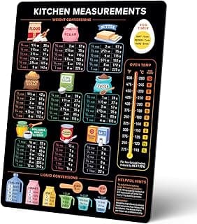 Kitchen Conversion Chart Magnet Dark for Easier Cooking & Kitchen Baking - Vintage Kitchen Useful Gadgets - Cute Kitchen Accessories - Cooking & Baking Accessories - Gifts for Bakers image