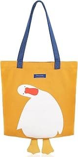 Cute Canvas Tote Bag for Women Reusable Cotton Cloth Bag for Lunch Grocery Shopping and Beach with 3D Duck Design image