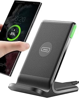INIU Wireless Charger, 15W Fast Qi-Certified Wireless Charging Station with Sleep-Friendly Adaptive Light Compatible with iPhone 16 15 14 13 Pro XS 8 Plus Samsung Galaxy S23 S22 S21 Note 20 Google etc image