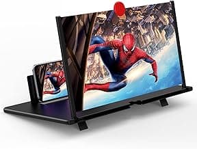 14" Screen Magnifier,3D HD Mobile Phone Magnifier Projector Screen Enlarger for Movies, Videos, and Gaming,Foldable Cell Phone Stand with Screen Amplifier,Supports All Smartphones (Black, 14inch)