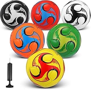 6 Pcs Soccer Ball Bulk with Pump Size 5/4/3 Soccer Ball for Indoor Outdoor Sport Practice Competition Sport Training Accessories for School Supplies Youth Adults