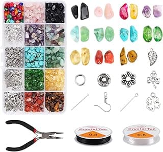 Jewelry Making Kit - Crystal Chip Beads and Jewelry Making Gemstones Bracelet Making Kit for DIY Crafts Gifts Earring Necklace Bracelet Making Supplies for Girls Teens Adults image