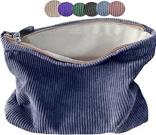 Vintage Corduroy Makeup Bag Cosmetic Pouch, Make Up Travel Purse Organizer, Dark Gray image