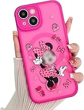 Case for iPhone 15 6.1 in Hot Pink | Magnetic Clear, Cute Cartoon Mini Girls Pattern, Compatible with Magsafe, Translucent, Matte, Hard, Shockproof, Cover, with Camera Protection