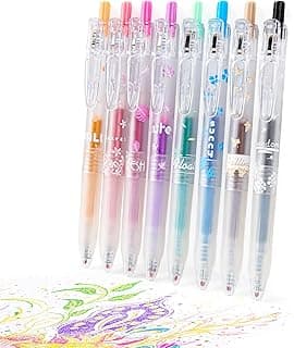 8 Color Retractable Gel Pens Colorful Glitter Gel Pen Set Japanese Style 0.7mm Aesthetic Colored Pens for Office School Stationery Supplies (8B)… image