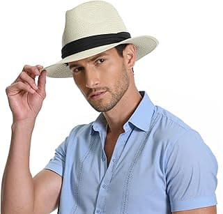 Sun Hat Straw Fedora Hats for Men Women Beach Hat Panama Hat Men Wide Brim Summer Hats UPF80+