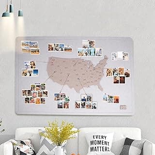 Photo Wall American Map Travel Check-in Marker Decorative Wall Stickers, suitable for family and couple travel record, scenes for home and RV. (cream-coloured, 31in*47in) image
