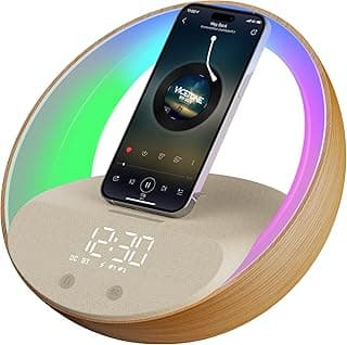 Bluetooth Speaker Alarm Clock, 15W Wireless Charging, Sunrise Simulation, Adjustable LED Night Light, Sleep Aid & Snooze, Loud Volume for Heavy Sleepers, Kids Bedroom, Gift image