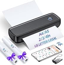 Aixiqee Inkless Portable Printer Wireless for Travel - High Resolution, 4200mAh Battery, Thermal Mini Printer for A4/A5/2/3/4in, USB, Lightweight, No Ink Needed
