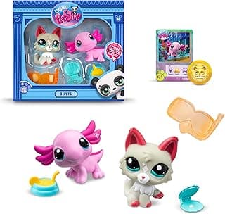 BANDAI Littlest Pet Shop Pet Pairs 2 Pack (ONE Supplied at Random) | Each Contains 2 LPS Mini Pet Toys 3 Accessories 1 Collector Card and 1 Virtual Code | Collectable Toys for Girls and Boys image