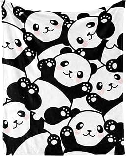 Panda Blanket for Boys Girls, Cute Panda Themed Design Printed Throw Blankets for Kids Lap, Chair Sofa, Warm Soft Cozy Blanket, 40"x 50"