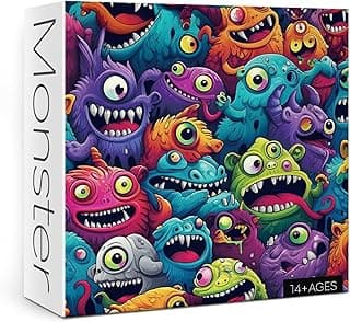 Impossible Funny Cartoon Puzzles for Adults 1000 Pieces, Fantasy Monster Jigsaw Puzzles, Cute Purple Art Puzzles