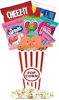 Valentine's Day Movie Night Gift Basket - Sweet Treats and Popcorn Love in a Movie Night Bucket - Perfect for Couples, Family, Friends, Teens, Men, Kids, Date Night (Orange - XOXO!) image