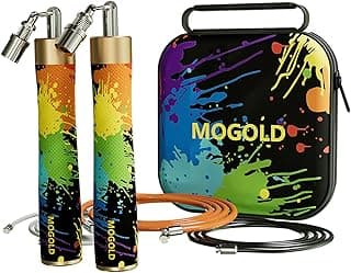 Weighted Jump Rope for Men Women -Interchangeable 1/5lb 1/4lb 1/2lb Heavy jump ropes - 360 Degree Spin - Length Adjustable,Ergonomics Leather Grip Skipping Rope for Fitness Weight Loss & More image