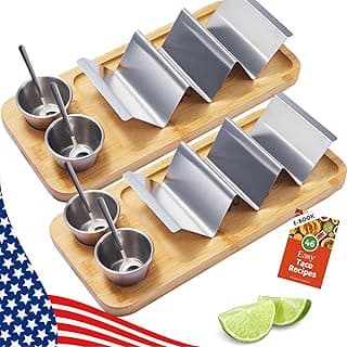 HolaTasty Taco Holder Kit - 2 Pack (Value Pack), 3-in-1 Taco Set of 2-6 slots for Tacos, Fancy Taco Presentation Rack Plate for Taco Tuesday Bar Party, for Taco Lover Vegetarian Cinco de Mayo Events