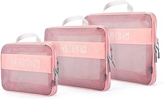 Travelkin 3 Set Packing Cubes Compression, Travel Packing Organizers Bags for Suitcase (Pink) image