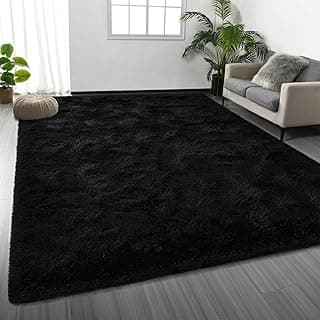 Large Shag Area Rugs 9 x 12, Plush Fuzzy Rugs for Living Room, Ultra Soft Fluffy Furry Rugs for Bedroom, Indoor Carpet Nursery Rugs for Kids Room Home Decor, Black image