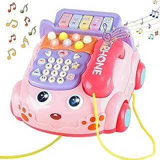 Baby Phone Toy,Baby Toy Phone Cartoon Baby Piano Music Light Toy Children Pretend Phone, Kids Cell Phone Girl with Light Parent-Child Interactive Toy Gift Game Boy Girl Early Education Gift Pink 18M+ image