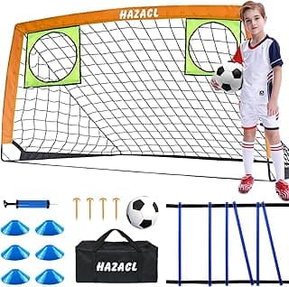 Kids Soccer Goal for Backyard, 6x4 9x5 FT Portable Soccer Nets Pop Up with Ball, Agility Ladder, Cones, Target & Carry Bag for Toddler Youth Outdoor Indoor Training Practice Sports Games Play image