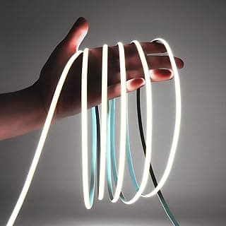 Ultra Thin COB LED Strip Light, 16.4FT 12V 5mm Cool White Super Bright RA90 LED Tape Light, Cuttable Flexible Dimmable Rope Light for Indoor Christmas Hotel Home Decor (No Power Supply) image