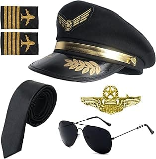 Pilot Costume Accessories Set Airline Pilot Captain Costume Kit with Aviator Sunglasses Dress Up Accessory Set image