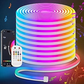 Lamomo 65.6Ft LED Neon Rope Lights, RGB Led Strip Lights with App Remote Control, Music Sync Color Changing Waterproof Flexible Led Light Strip, Cuttable Gaming 24V Neon Lights for Bedroom Indoor image