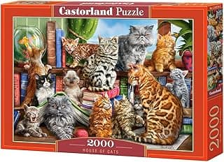 CASTORLAND 2000 Piece Jigsaw Puzzles, House of Cats, Happy Cats, Pets, Animals, Cats and Kittens, Adult Puzzles, Castorland C-200726-2 image