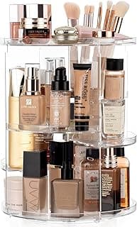 360 Rotating Makeup Organizer, Large Capacity DIY Adjustable Cosmetic Display Organizer, Spinning Perfume Skin Care Organizer for Vanity Countertop, Clear image